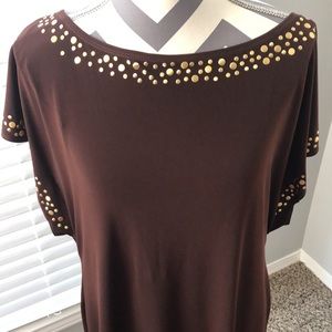 Dress Barn Dress Brown SZ 12 Embellished